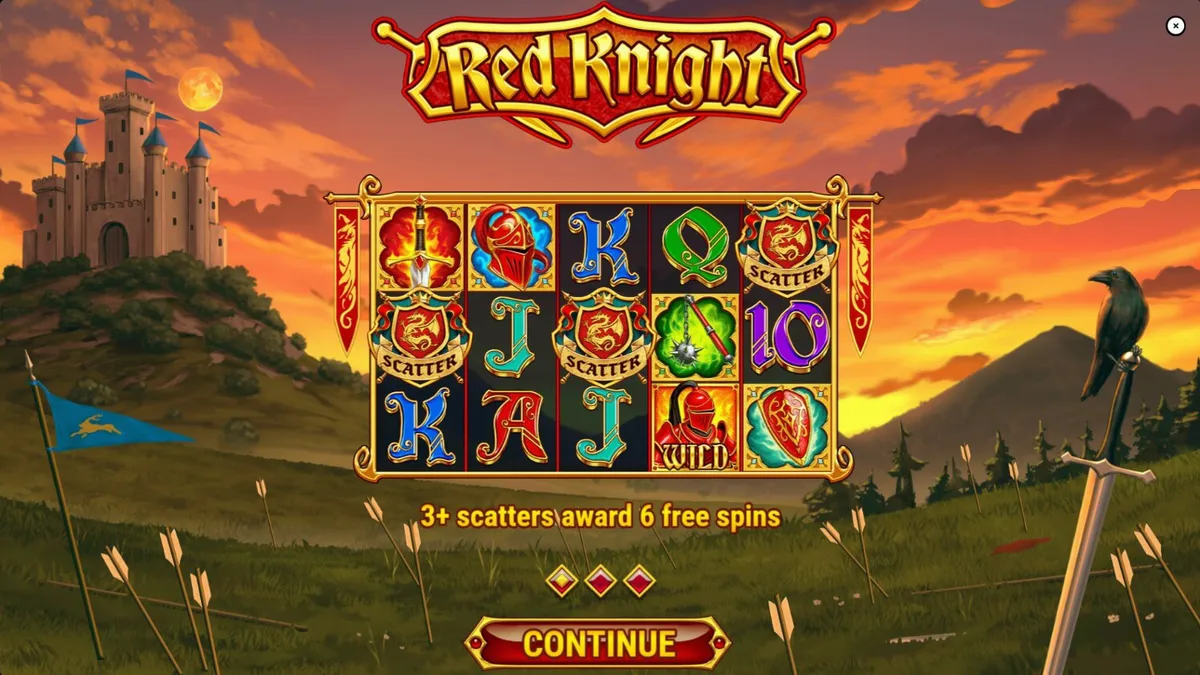 Interface do jogo Red Knight com temática medieval e fogo